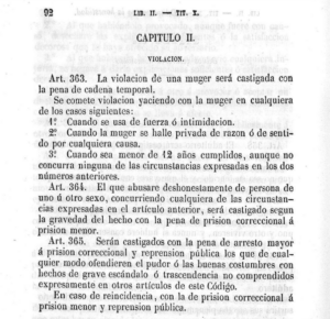Artículo 363 del Código Penal de España de 1850. En relación a la sumisión química.