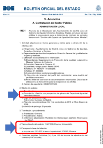 Subvenciones recibidas por el Espacio de Igualdad Hermanas Mirabal del Ayuntamiento de Madrid.