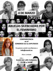 Abuelas silenciadas por el feminismo, comparecencia abuelas ANAVID en congreso de los diputas 4 de marzo de 2025.